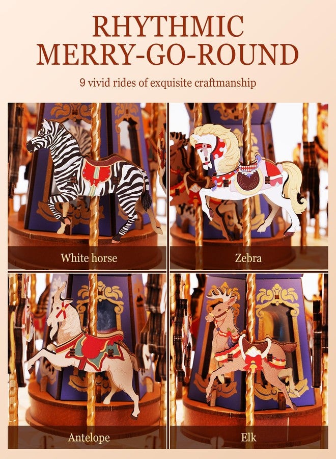 Rolife DIY 3D Wooden Puzzle for Adults, Classic Carousel Wood Puzzle Music Boxes, for Princess Girls Teens, Creative Hobbies Crafts Toys Model Building Kits - Image 5
